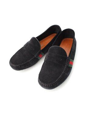 Gucci Suede Sherry Line Driving Shoes Loafers Black 6.5